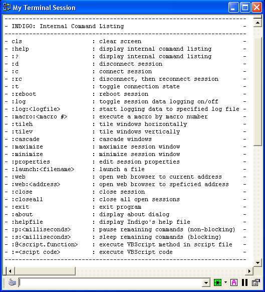 You can view this list inside an Indigo open session window at any time by